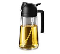 OuJiangWuJin 2-in-1 Glass Oil Sprayer & Dispenser, 470ml Olive Oil Bottle with Fine Mist Spray and Pour Function, Leak-Proof Cooking Oil Mister for Air Fryer, Salad, BBQ & Everyday Kitchen Use