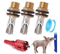 OUJIMAI Pig Nipple Waterer Kit - Stainless Steel Automatic Hog Goat Sows Piglets Drinker (3 Pig Drinker, 1E+1 gallons_per_day)