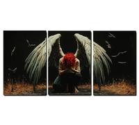 Oujkeef 3 Pcs Framed Canvas Wall Art Angel, Living Room Hallway Decor, Landscape Picture Paintings Wall Art, Vintage Decor for Bedroom Bathroom Table, Aesthetic Room Decor 16x24 inch/40x60cm,-f1267b