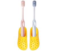 OUJUN 2 PCS Wall Mounted Toothbrush Holder, Yellow Fun Cave Shoe Shape Bathroom Toothbrush Holder, Couple Toothbrush Holder, Kids Self-Adhesive Toothbrush Organizer, Easy Installation
