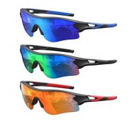 OUKEMAX Polarized Sunglasses for Men and Women, Running Sunglasses, Polarized Sports Sunglasses for Men, Cycling, Fishing, Dark Blue/Blue/Green/Red, Medium