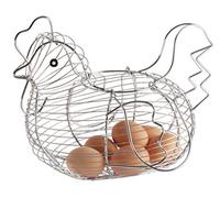 Ouken Chrome Plated Chicken Shaped Wire Egg Storage Basket Egg Holder Rack