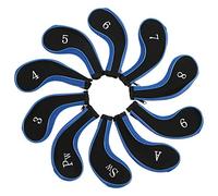 OUKENS 10pcs Waterproof Neoprene Golf Club Iron Head Covers Putter Set Protector Case Golf Accessory (Dark Blue)