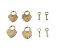 OUKENS 4 Sets Heart Padlock Key Set Decorative Metal Mini Hearts Key Lock Small Shape Couple Locks Padlock for Diary Jewellery Box Storage Boxes Valentine's Day (Type 1)