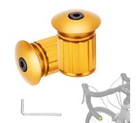OUKENS Bicycle Bar Ends, One Pair Bicycle Aluminum Alloy Expansion Bar Plugs Handlebar End Cap Adjustable Locking Cap for Bike(Gold)