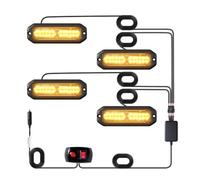 Ouker Car Strobe Flash Light Hazard Warning Beacon for Vehicle, 4 in 1 | 10-30V, 12 LEDs, IP65 Waterproof, Amber Flashing Emergency Beacon, for Truck, Trailer, Car, Bus, Camper Van, 18 Modes