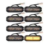 Ouker Car Strobe Flashing Light Amber Warning Beacon for Vehicle, 8 PCS | 10-30V, 12 LEDs, IP65 Waterproof, Emergency Hazard Flash Lights, for Truck, Trailer, Car, Bus, Camper Van, 22 Modes