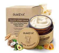 OUKEYA Beef Tallow Skin Care, Beef Tallow Face Cream, Tallow and Honey Balm, Deeply Nourishing for Face & Body (Refreshing Version, 50g)