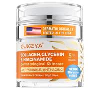 OUKEYA Collagen Face Cream, Anti-Aging Day & Night Moisturizer for Face Neck, 5% Collagen, 5% Hyaluronic Acid, 5% Niacinamide, Firming, Wrinkle Reduction, Skin Renewal, Non-Greasy, Pump Dispenser, 50g