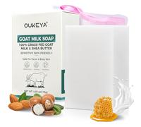 OUKEYA Goats Milk Soap Bar 115g, Natural Goat Soap, Moisturising & Gentle Cleanser for Face & Body, Solid Soap Bars for Dry Sensitive Skin, No Harsh Chemicals, with Hanging Foaming Net