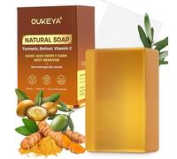 OUKEYA Kojic Acid & Turmeric Soap for Face & Body, Dark Spot Remover, Fades Acne Scars & Spots, Brightening & Moisturizing with Vitamin C, Retinol & Hyaluronic Acid, Shea Butter, with Net