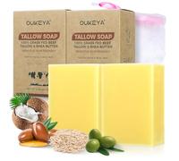 OUKEYA Natural Beef Tallow Soap Bar, Moisturizing, Gentle for Face & Body, Organic Tallow Soap for Dry Skin, Sensitive Skin, Skin Care, Chemical-Free, Cruelty-Free, 2 x 115g