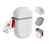 OUKEYA Travel Soap Case with Drainage Tray, Portable Leak-Proof Soap Dish Box, Soap Box with Removable Drain Tray & Carry Handle for Camping, Gym, Holidays, White