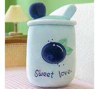 OUKEYI 10" /25cm Stuffed Plush Bubble Tea Pillow,Soft Cute Pearl Milk Tea Hug Pillow,Plushie Cartoon Tea Cup Fruit Pillow Home Hugging Gift for Kids Birthday,Valentine,Christmas. (Blue Berry)