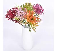 OUKEYI 10 Pcs Artificial Mums Flowers Spring Chrysanthemum Flowers Fake Spider Mum Flower Arrangement Faux Pincushion Flower with Long Stem for Party Centerpiece Bouquet Decorative Home Accessories