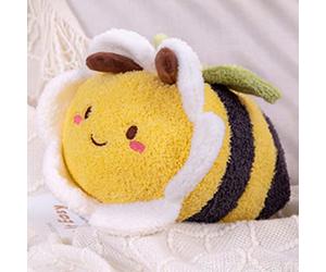 OUKEYI 12 Inch Bee Plush Toy, Cuddly Bee Pillow ，Soft Honeybee Hugging Pillows Plush Doll Gift for Kids Birthday Party,Christmas,Valentine