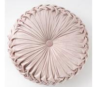 OUKEYI 13.8 inch Round Sofa Cushion Pure Color Velvet Pillow, Pleated Round Cushion, Pumpkin Pillow Suitable for Home Bed car Decoration (pink)