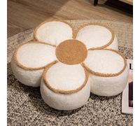 OUKEYI 15.7"/40cm Flower Throw Pillow Flower Floor Cushion Cute Room Decor & Plush Pillow for Bedroom Sofa Chair (White)