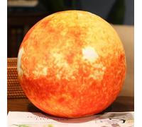 OUKEYI 17cm Super Cute Sun Plush Soft Pillow, Soft and realistic Earth, Moon, Sun, stuffed plush toy for learning science, astronomy, space, blue planet, toy (Red Sun)