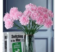 OUKEYI 18inch Artificial Flowers 10pcs Carnations Flowers Silk Hydrangea Bridal Wedding Bouquet for Home Garden Party Office Coffee House Decorations (Pink)