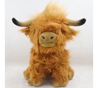 OUKEYI 25cm Highland Cow Stuffed Animals,Realistic Scottish Doll,Highland Cow Plush Toy,Soft Cuddly Plushies Farm Toy for Home Decor Gift, Brown