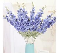 OUKEYI 33.5in 6pcs Fake Flowers Delphinium Artificial Flowers Silk Flowers Larkspur Artificial Flowers Long Stem Flowers for Tall Vase Home Wedding Party Decor (navy blue)