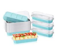 OUKEYI 50 Pack Disposable Baking Tins Foil Pans with Lids, 6.8 oz 6.5"x2.5"x1.2" Aluminum Baking Pans with Lids Mini Cake Pans,Rectangle Muffin Tins Mini Brownie Loaf Baking Pans Containers (Kaplan)