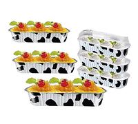 OUKEYI 6.8 Oz Aluminum Foil Mini Loaf Pans With Lids, Rectangle Baking Cups Muffin Tins,Reusable Baking Tins Mini Baking Pans Tins Holders for Cow color Muffin Bread Baking 50Pack