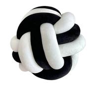 OUKEYI 8.5"/22cm Knot Ball Pillows, Round Throw Pillow Cushion Home Decoration Soft Plush, Throw Knotted Ball Pillow Handmade Children Room Decoration Round Plush Toy Pillow (black and white)