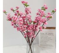 OUKEYI 8 pcs Artificial Peach Blossom Branches Fake Peach Flowers，Silk Peach Flowers Fake Plants Arrangement for DIY Garden Home Wedding Party Decor (Rose red)