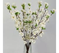 OUKEYI 8 pcs Artificial Peach Blossom Branches Fake Peach Flowers，Silk Peach Flowers Fake Plants Arrangement for DIY Garden Home Wedding Party Decor (white)