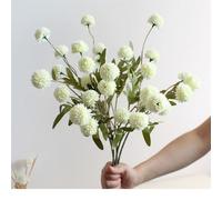 OUKEYI 8 pcs Bulk Fake Mini Chrysanthemums Ball, Faux Silk Pompon Mum Artificial Flowers with Stems for DIY Bouquet Centerpieces Wedding Fillers (White)