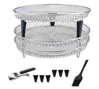OUKEYI Air Fryer Rack - 3 Stackable Racks for Gowise Phillips USA Cozyna Ninjia Airfryer - Fits 4.2QT - 5.8QT Air Fryers, Oven, Pressure Cooker - Silver, Round, Stainless Steel