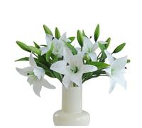 OUKEYI Artificial Easter Lily Flowers, Fake Tiger Lily Real Touch Bouque for Wedding Party Home Garden Hotel Decor (6,) (White)