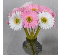 OUKEYI Artificial Gerbera Daisies Flowers Fake Daisy Faux Flowers Bouquet 15 Inch Real Touch Silk Faux Flowers with Stem for Home Bookshelf Tabletop Bathroom Decorations 6 pack