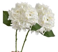 OUKEYI Artificial Hydrangea Flowers, 2 PCS Single Long Stem Realistic silk Flowers, 60cm/23.6Inch Large Real Touch Fake Hydrangea Flower Bouquets for Home Wedding Table Centerpiece Decor (White)
