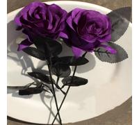 OUKEYI Artificial Rose Flower,10 Non Fading Single Stem False Silk Flower Roses, Realistic Blossom Flora for DIY Home Decoration Bridal Wedding Bouquet Halloween Decoration (Purple)