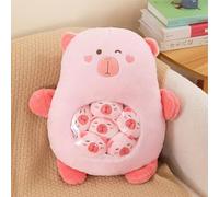 OUKEYI Capybara Plush with 6 Cute Babies Capybara Stuffed Animals,a Bag of Capybara Animal Snack Pillow,Super Soft Capybara Plushie Doll Pillow for Kids Christmas Birthday Gifts Party Favors (Pink)