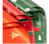 OUKEYI Christmas Wrapping Papers - Waterproof Flower Wrapping Paper DIY Crafts Gift Wrapping Paper Holiday Gift Wrap 23 x 23 Inch 20Pcs