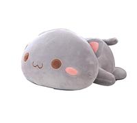 OUKEYI Cute Kitten Plush Toy Stuffed Animal Pet Kitty Soft Anime Cat Plush Pillow, Plush Cat Doll Soft Stuffed Kitten Pillow Doll Toyfor Kids (Gray)