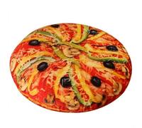 OUKEYI Pizza Shaped Plush Pillow, 40 cm Round, Black and White, Indoor Decorative Accent