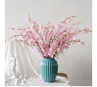 OUKEYI Set of 4 Artificial Cherry Blossom Branches 42 Inch, Artificial Silk Plum Blossom Flowers for Home, Wedding, Table, Vase Decoration (White)