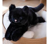 OUKEYI Simulation Black Cat Plush Toy 50m/19.6inch Realistic Plush Cat Stuffed Animal,Kitten dolls that can bark, children's birthday gifts, sleeping dolls to accompany (black)