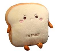 OUKEYI Sliced Bread Plush Pillow Age 3+,Funny Toast Bread Stuffed Pillow,Adorable Expression Food Plush Nap Pillow with Hand Pocket Seat Cushion Great Gift Choice for Kids Adults (13.7 * 15.7)
