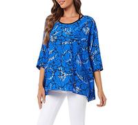 OUKIN Women's Summer Floral Blouse Batwing Sleeve Tunic Boho Sheer Chiffon Beach Cover ups Pullover Tops