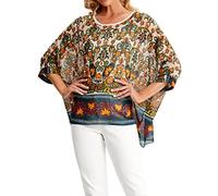 OUKIN Women's Summer Floral Blouse Batwing Sleeve Tunic Boho Sheer Chiffon Beach Cover ups Pullover Tops