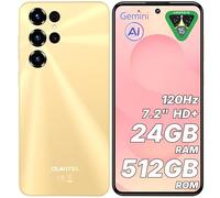 OUKITEL C68 7.2" Display Mobile phones - Android 15 Smartphone, 24GB RAM+512GB ROM+1TB Expansion, 6000mAh Battery, 64MP Camera, 4G Dual SIM-Free & Unlocked Phones/Fingerprint/NFC/GPS/BT5.0, 2026,Gold
