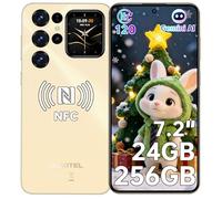 OUKITEL C68 Plus Mobile Phones - 2026 Smartphone,7.2" HD+ Large Display + 1.81" rear screen,24GB+256GB+1TB,64MP Camera,6000mAh,4G Dual Gemini AI phone, NFC/Fingerprint/Face ID/GPS/BT5.0,Gold