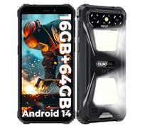 OUKITEL G5 Rugged Smartphone 2025- Android 14, 6300mAh Rugged Phone,16GB RAM+64GB ROM/1TB Mobile Phones, 6" HD+ Display Waterproof Phone, Dual Camping Light, 13MP+5MP Camera, 5G WiFi/OTG/GPS, Black