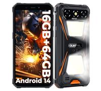 OUKITEL G5 Rugged Smartphone - Android 14 Rugged Phones with Camping Light, 16GB RAM+64GB ROM/1TB Mobile Phones, 6300mAh Battery 6" HD+ Display Tough Phone, 5G WiFi/BT5.0/OTG/GPS, Orange